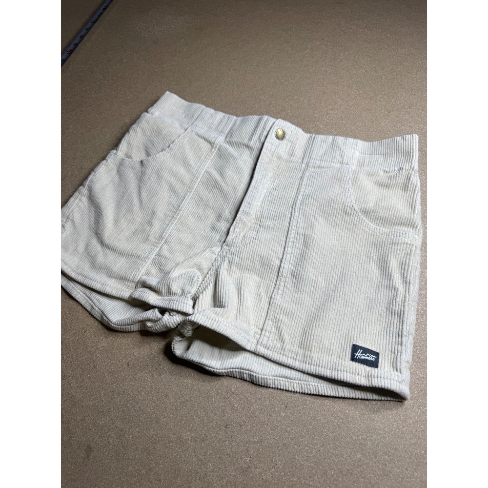 Hammies Women Cream Corduroy High Waisted Shorts Retro 70s Style Size 30